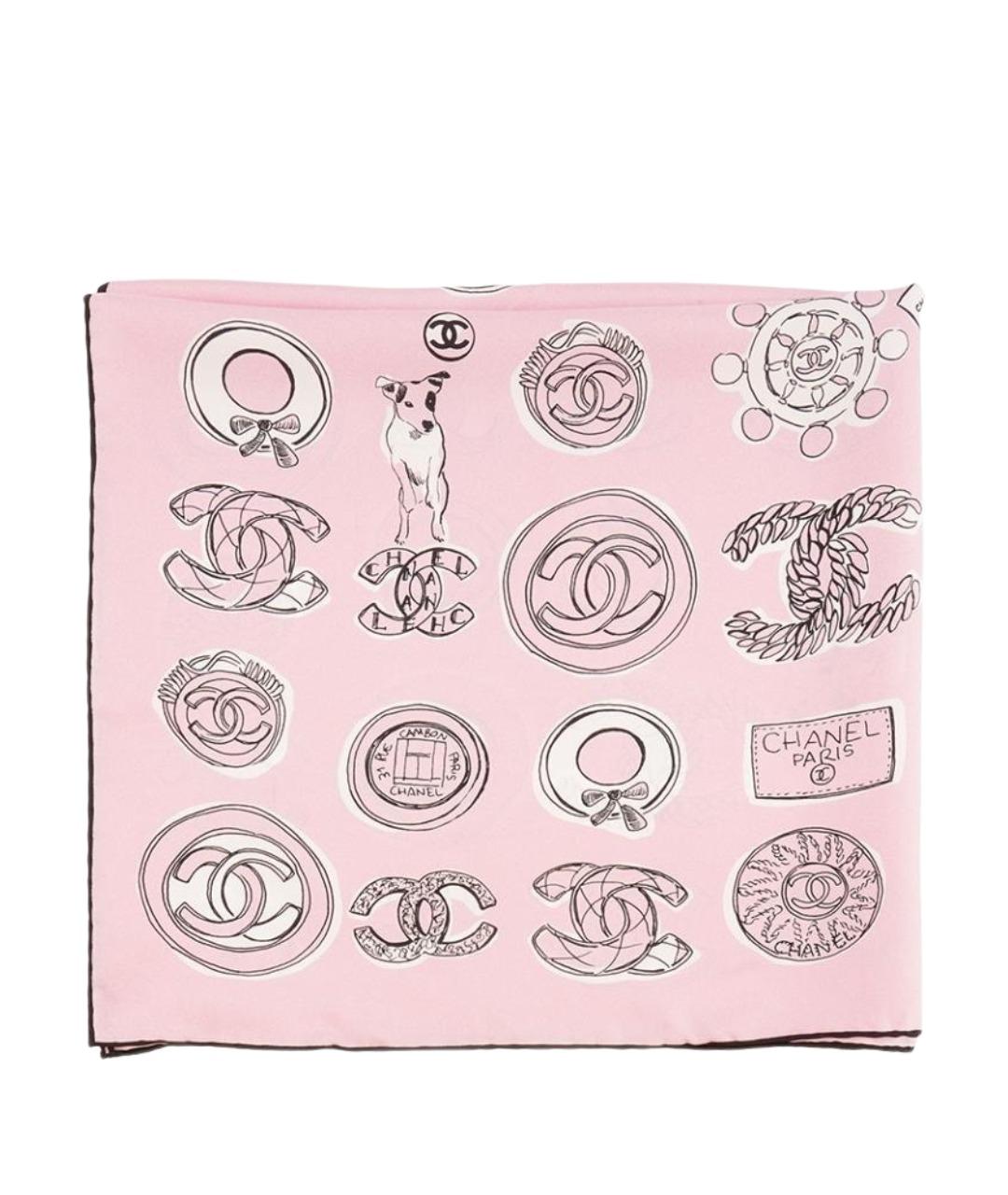 CHANEL Розовый шелковый шарф, фото 1