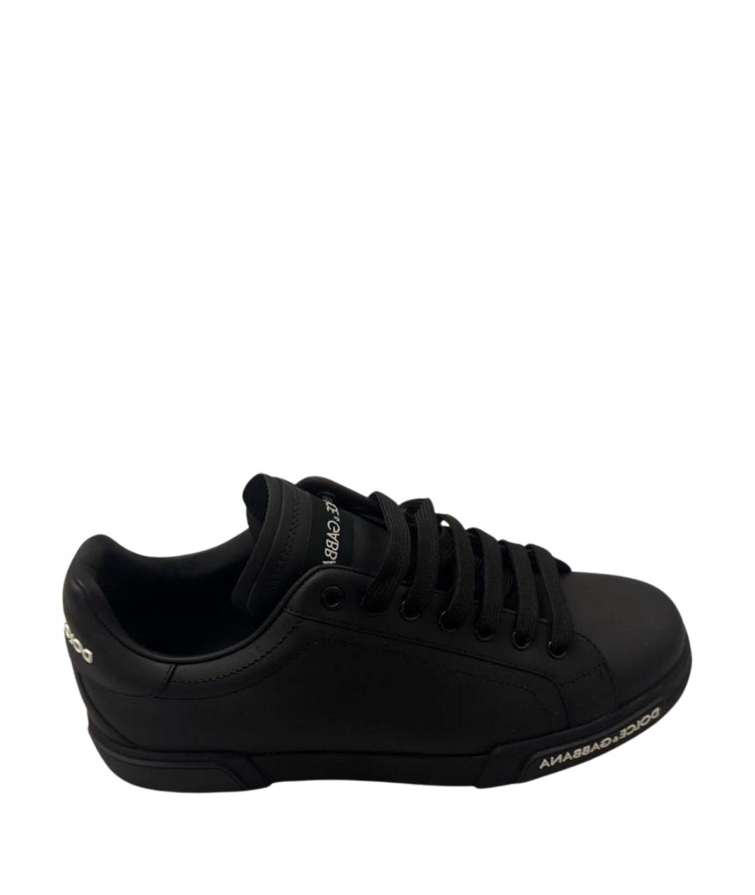 DOLCE&GABBANA Черные кожаные низкие кроссовки / кеды, фото 1