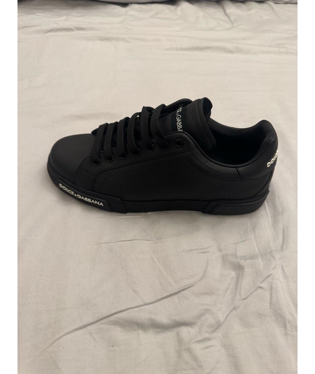 DOLCE&GABBANA Черные кожаные низкие кроссовки / кеды, фото 5