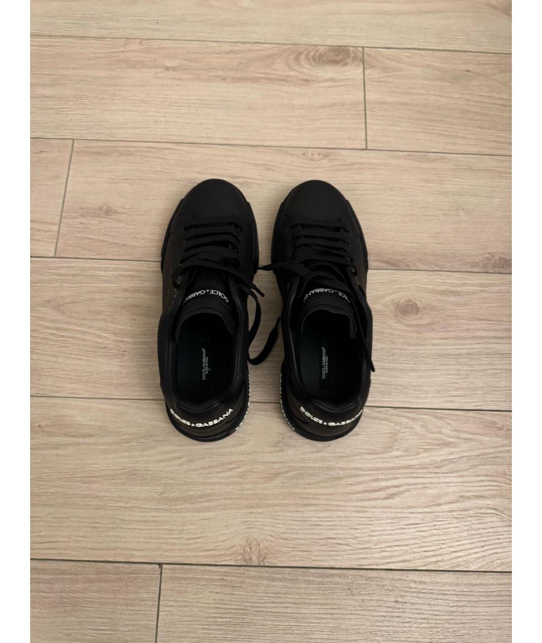 DOLCE&GABBANA Черные кожаные низкие кроссовки / кеды, фото 3
