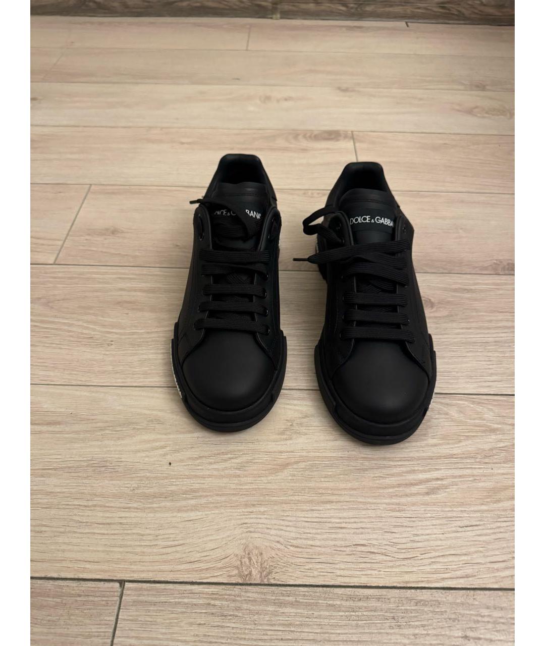 DOLCE&GABBANA Черные кожаные низкие кроссовки / кеды, фото 2