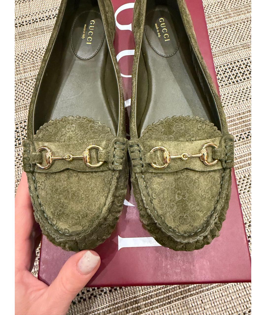 GUCCI Хаки замшевые балетки, фото 7