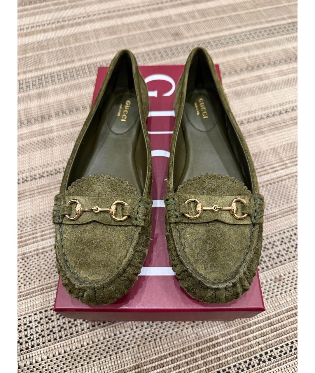 GUCCI Хаки замшевые балетки, фото 2