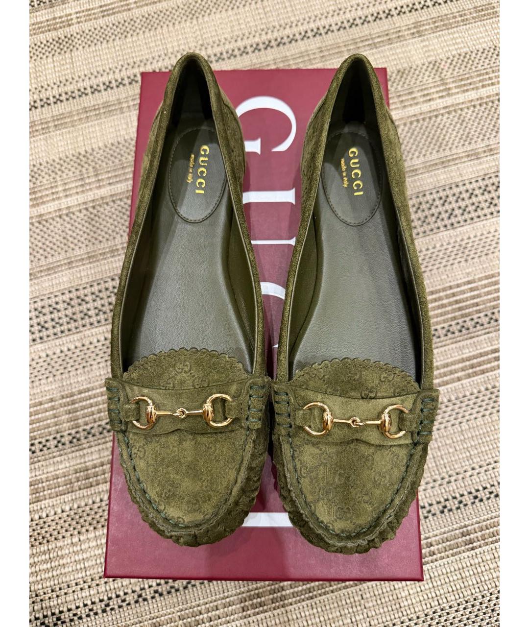 GUCCI Хаки замшевые балетки, фото 3