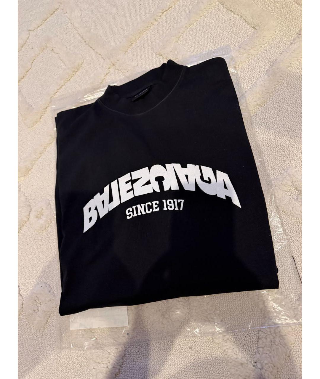 BALENCIAGA Черная хлопковая футболка, фото 4