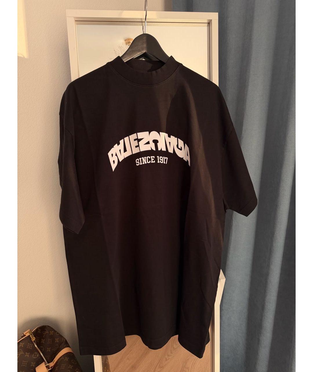 BALENCIAGA Черная хлопковая футболка, фото 5