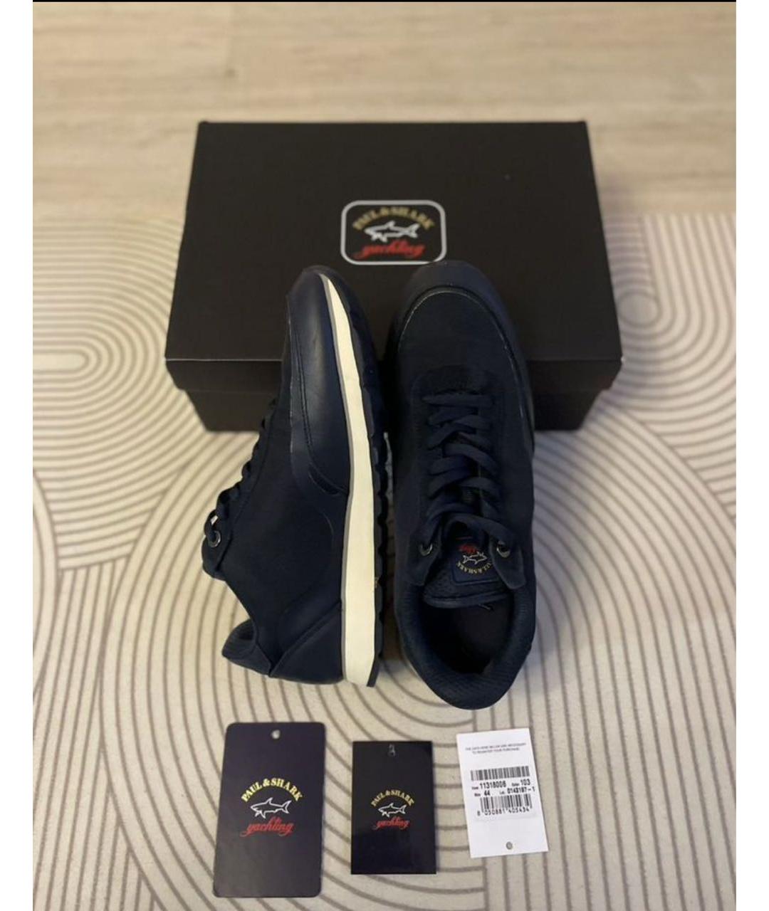 PAUL & SHARK Темно-синие кожаные низкие кроссовки / кеды, фото 8