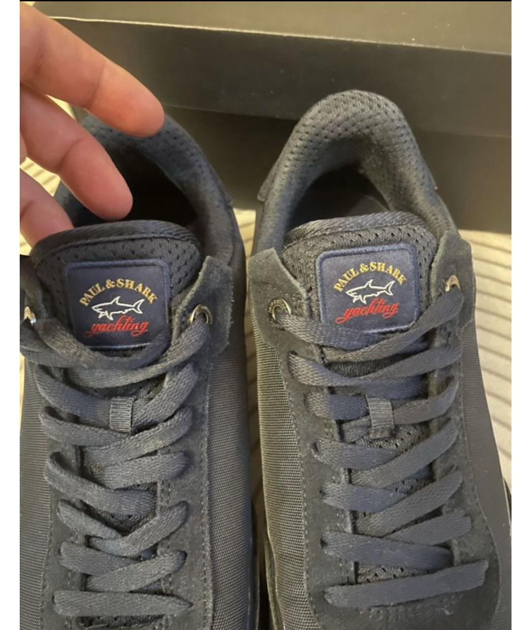PAUL & SHARK Темно-синие кожаные низкие кроссовки / кеды, фото 5