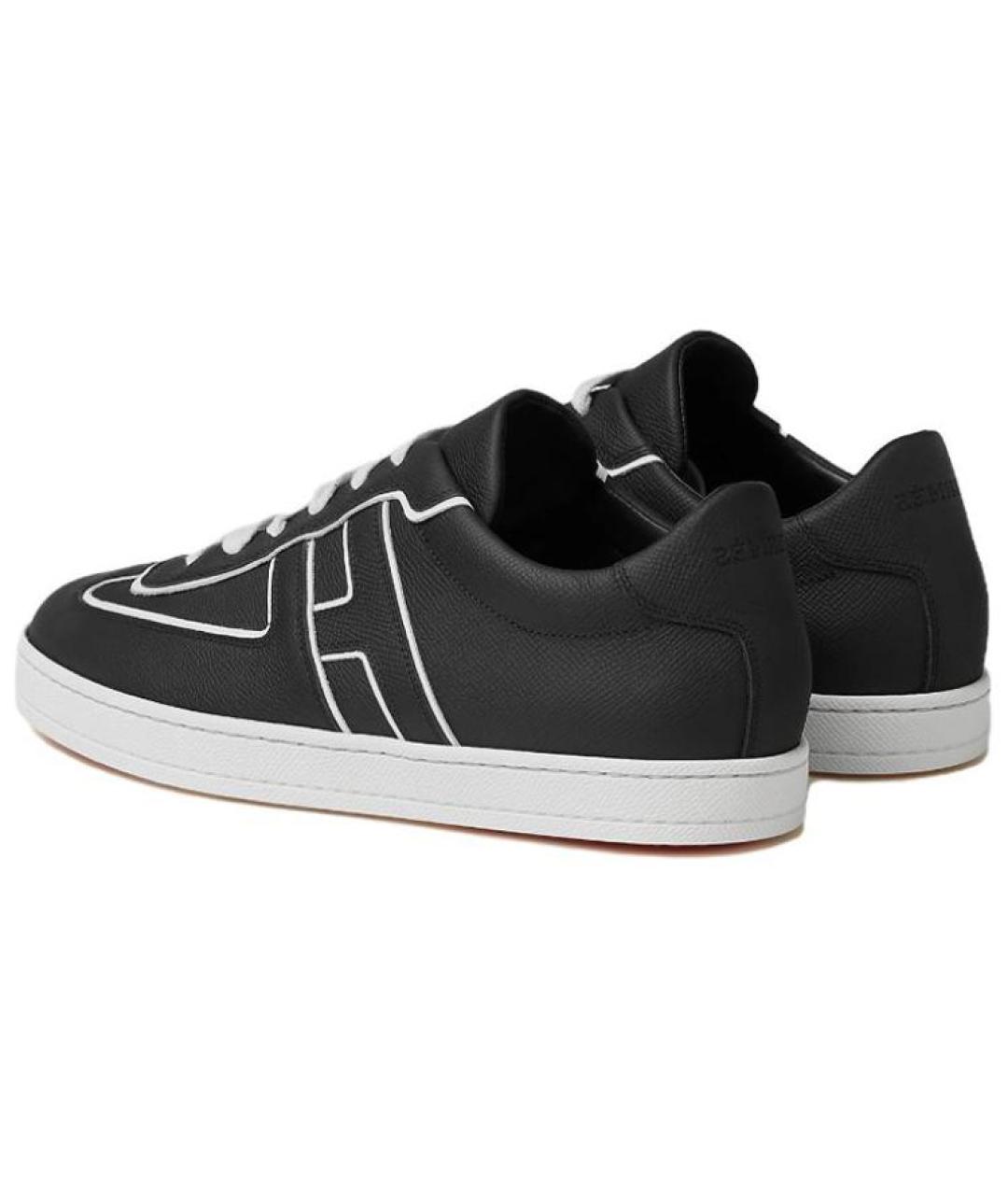 HERMES Черные кожаные низкие кроссовки / кеды, фото 4