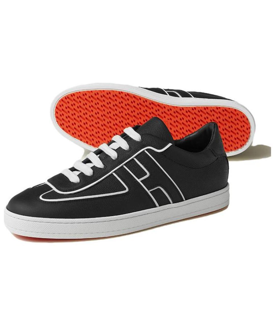 HERMES Черные кожаные низкие кроссовки / кеды, фото 5