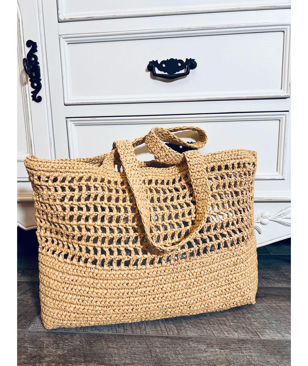 PATRIZIA PEPE Бежевая пелетеная пляжная сумка, фото 2