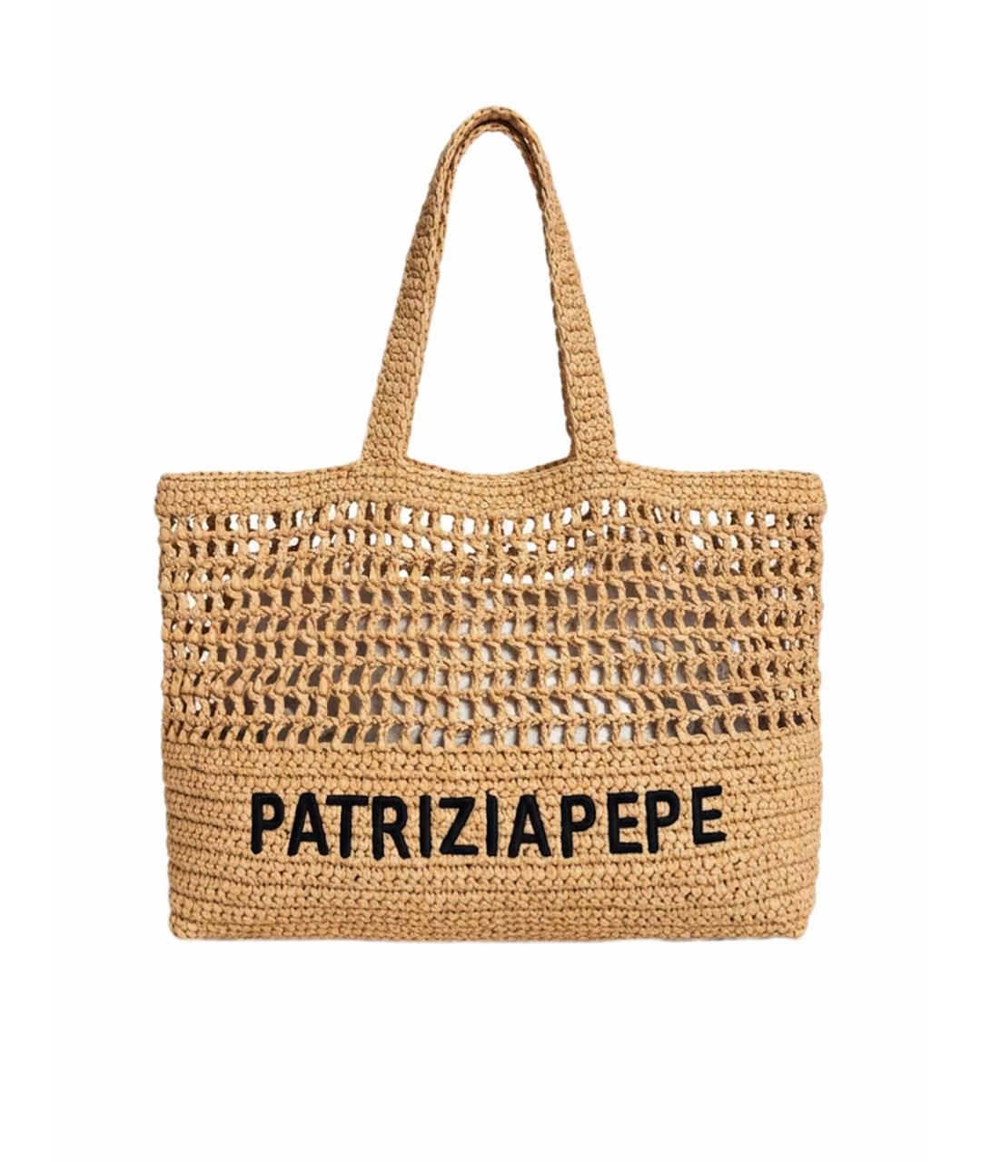 PATRIZIA PEPE Бежевая пелетеная пляжная сумка, фото 1
