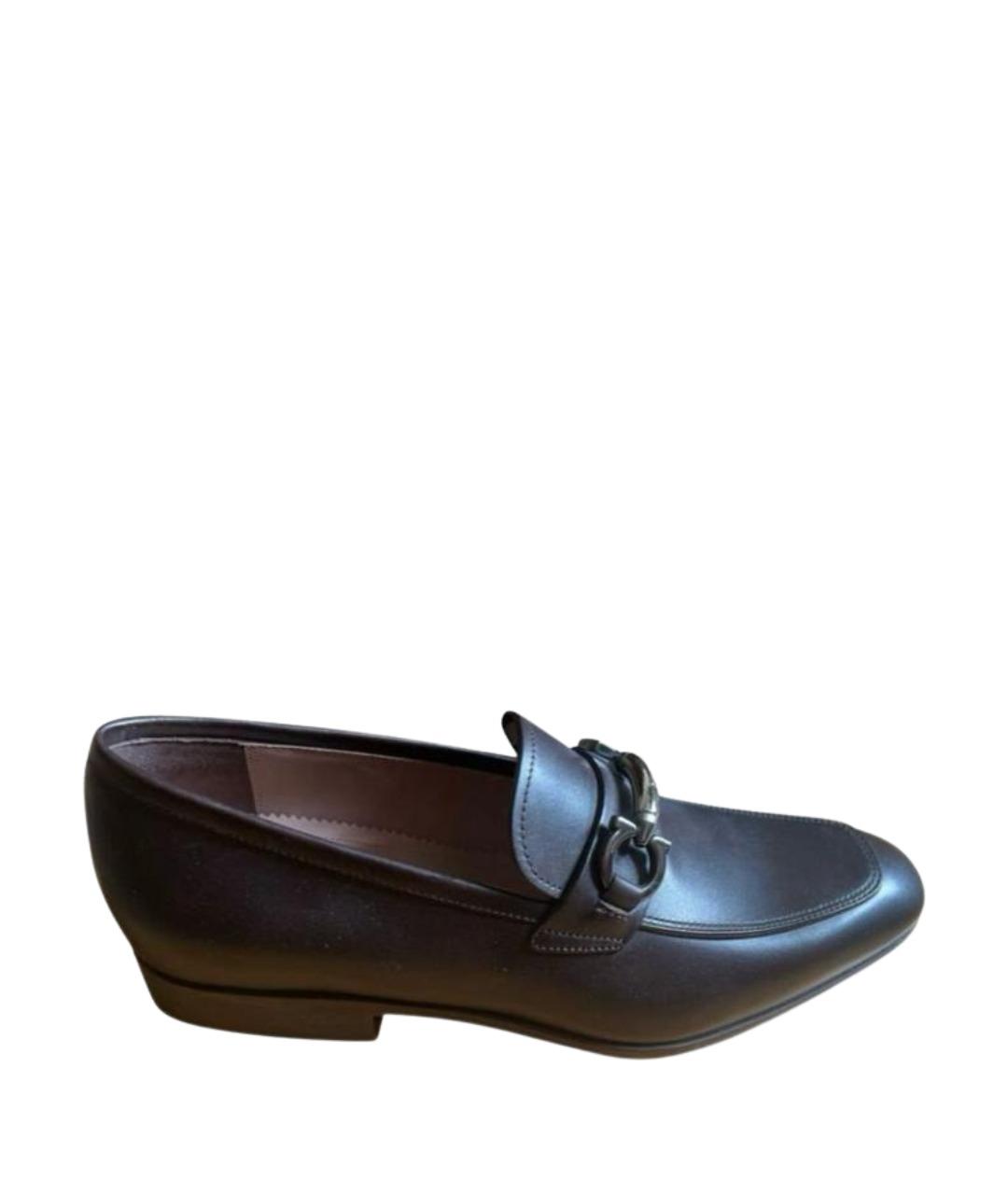 FERRAGAMO Коричневые кожаные лоферы, фото 1