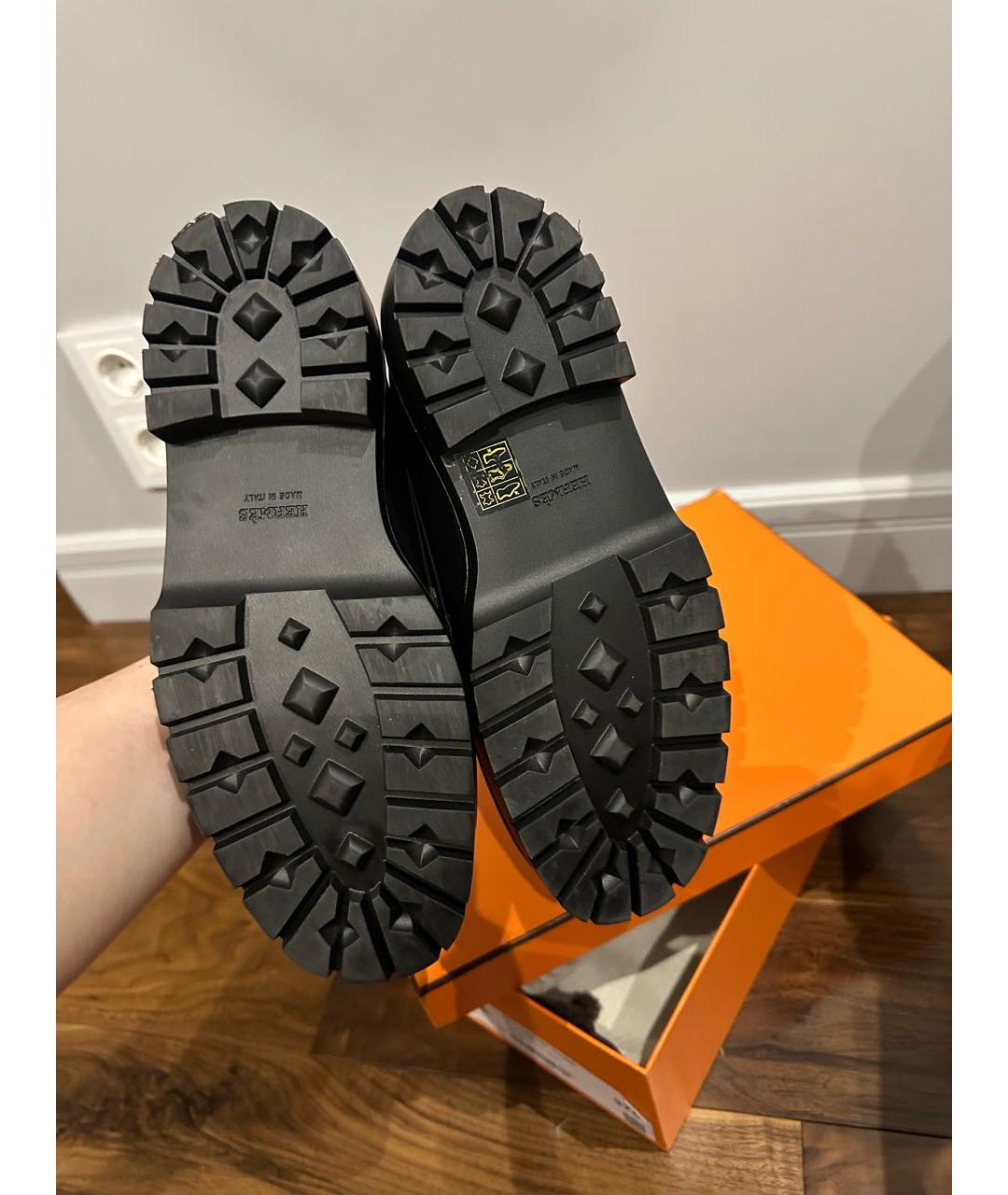 HERMES Черные кожаные лоферы, фото 4