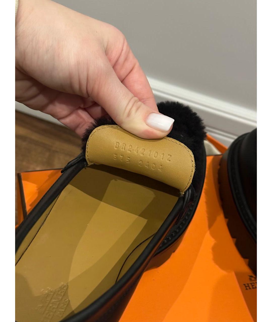 HERMES Черные кожаные лоферы, фото 6