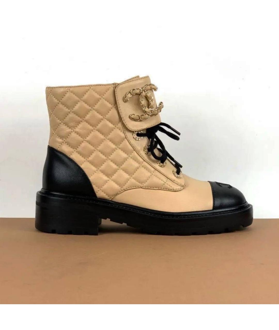CHANEL Бежевые кожаные ботинки, фото 2