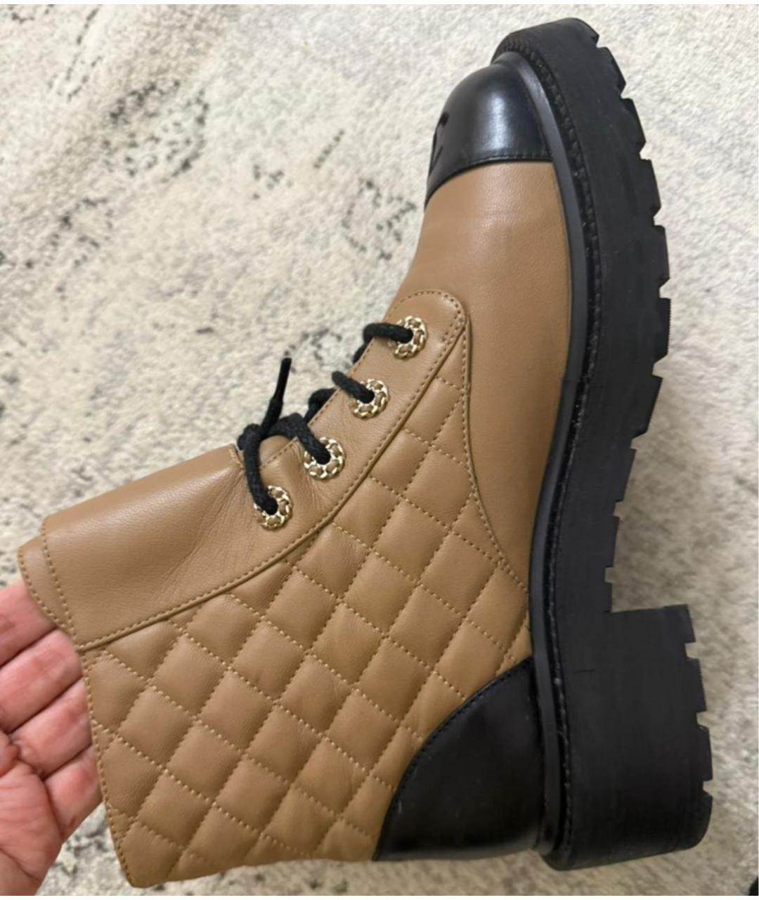 CHANEL Бежевые кожаные ботинки, фото 5