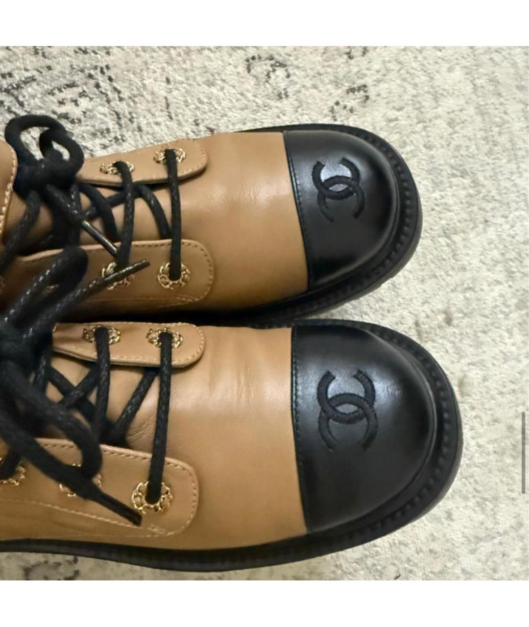 CHANEL Бежевые кожаные ботинки, фото 6