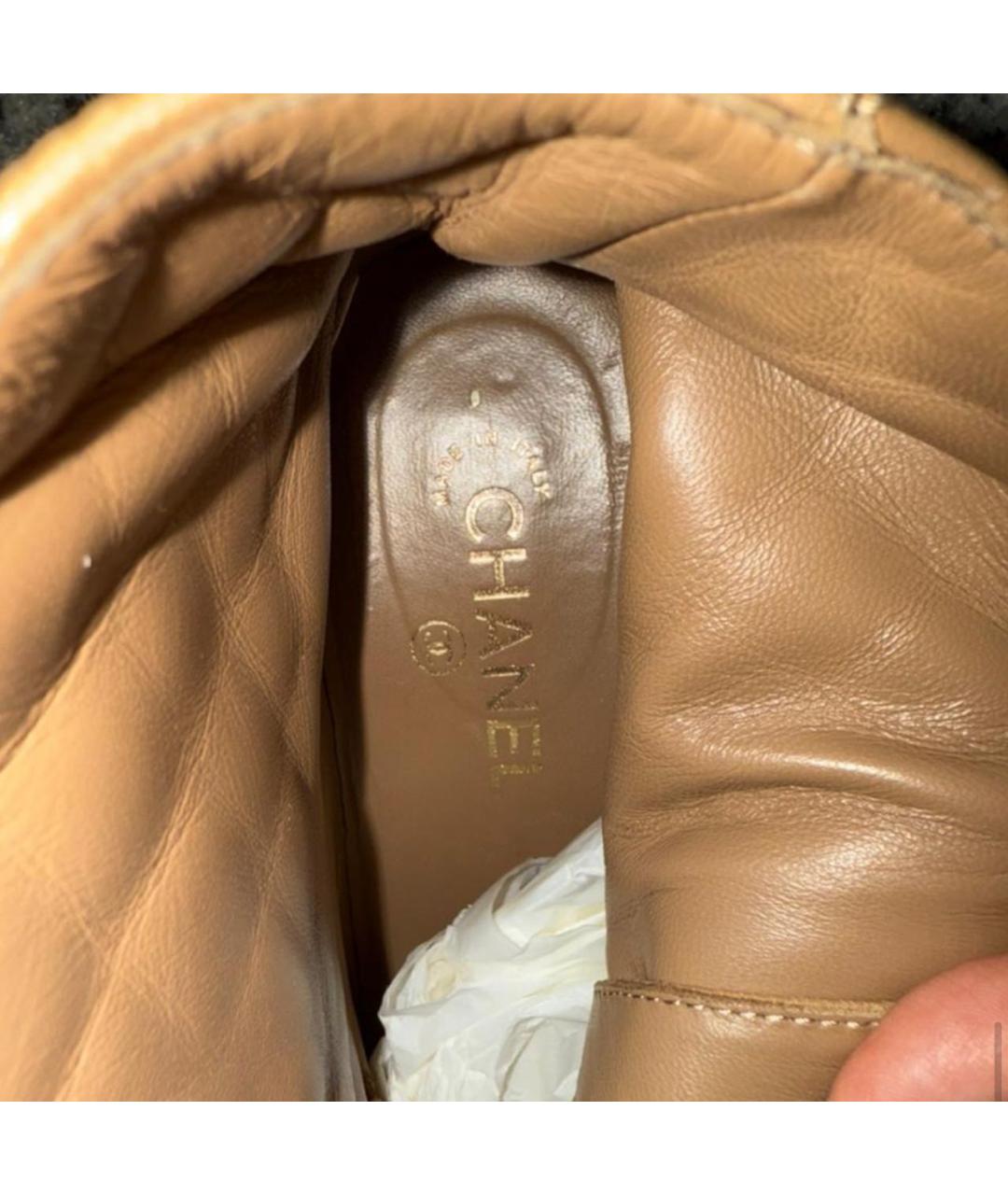 CHANEL Бежевые кожаные ботинки, фото 7