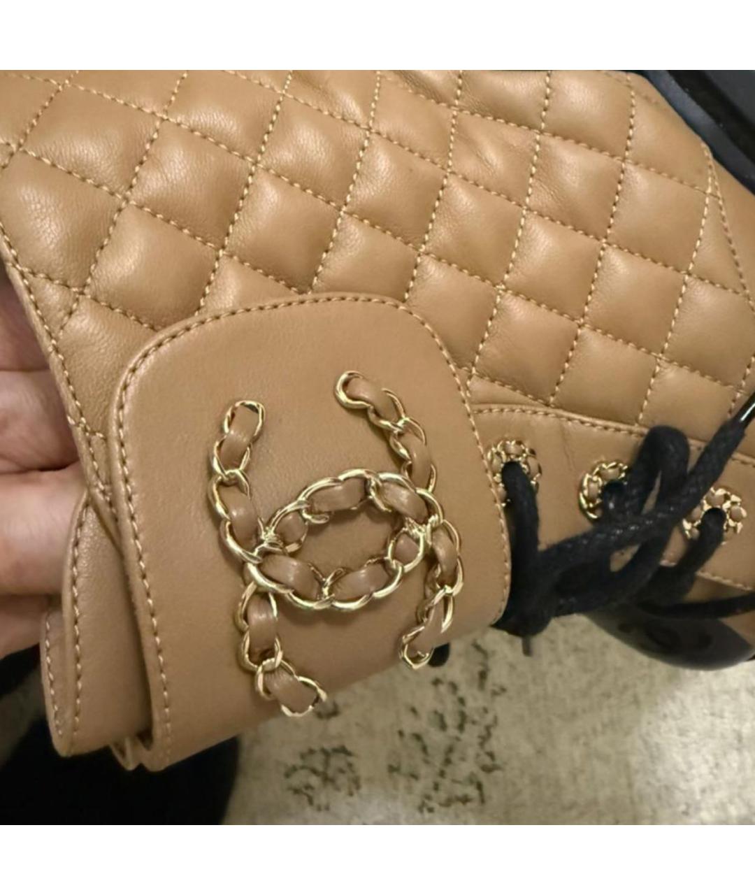 CHANEL Бежевые кожаные ботинки, фото 8