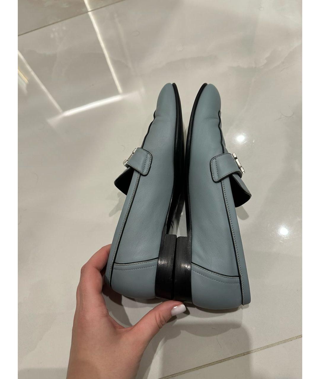 HERMES Голубые кожаные лоферы, фото 5