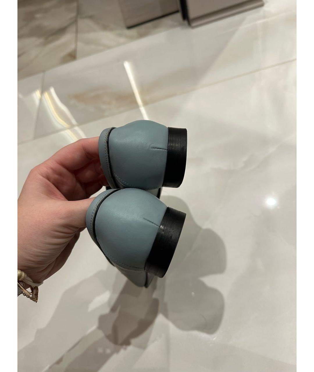 HERMES Голубые кожаные лоферы, фото 3