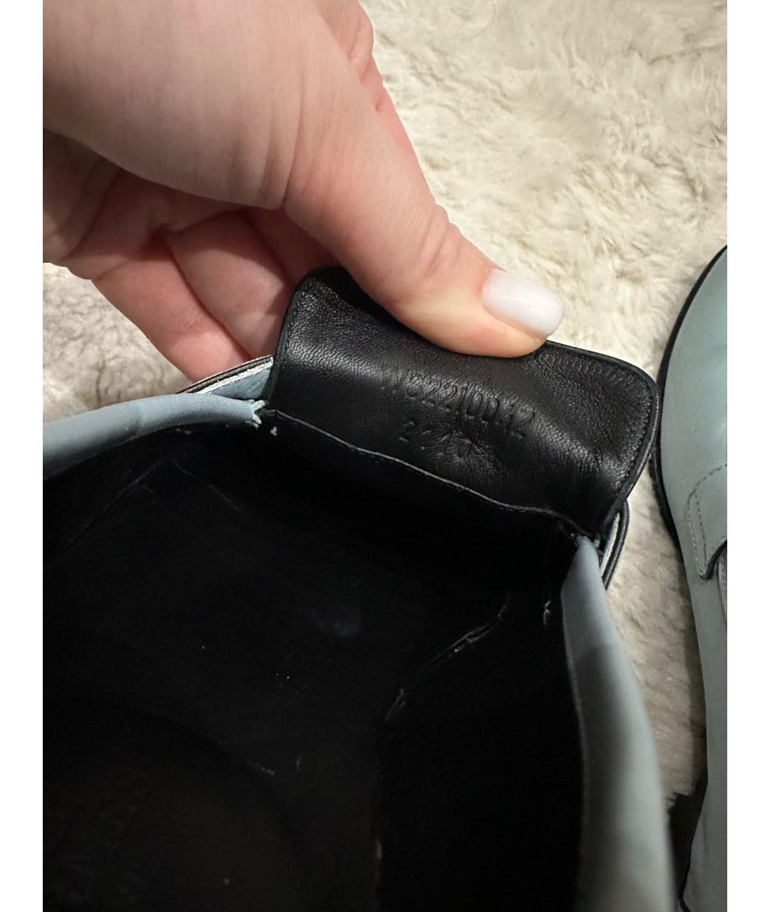 HERMES Голубые кожаные лоферы, фото 7