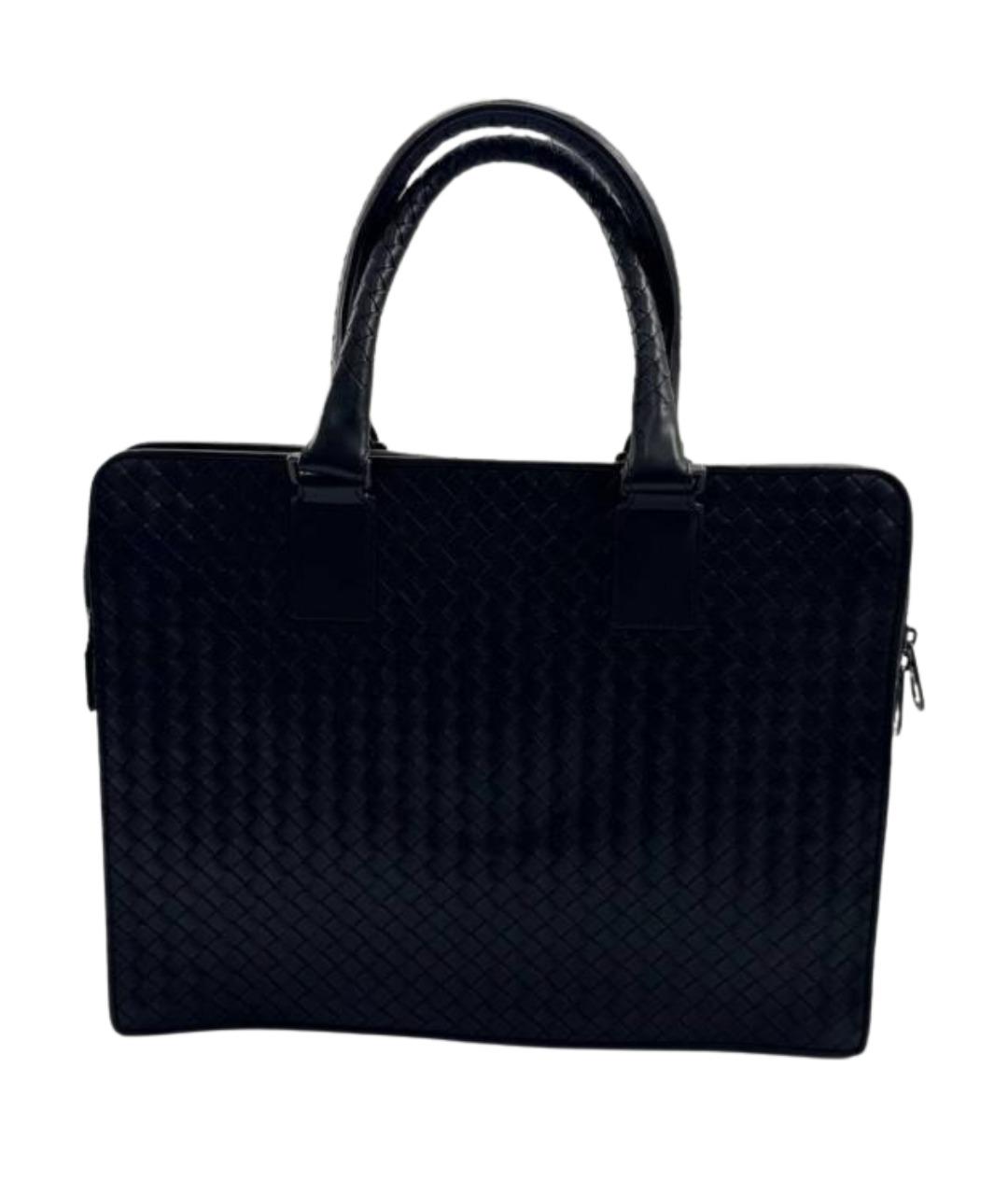 BOTTEGA VENETA Черный кожаный портфель, фото 1