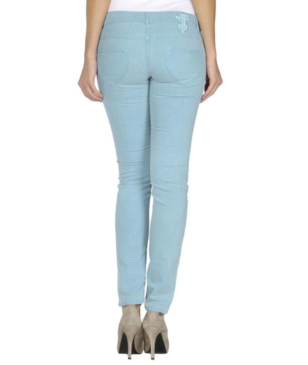 TWIN-SET Бирюзовые хлопко-эластановые джинсы слим, фото 6