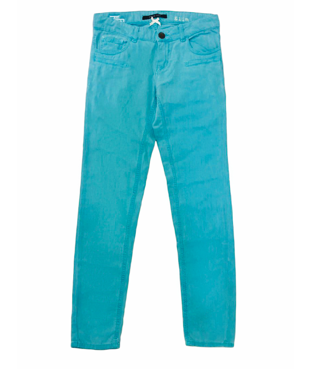TWIN-SET Бирюзовые хлопко-эластановые джинсы слим, фото 1