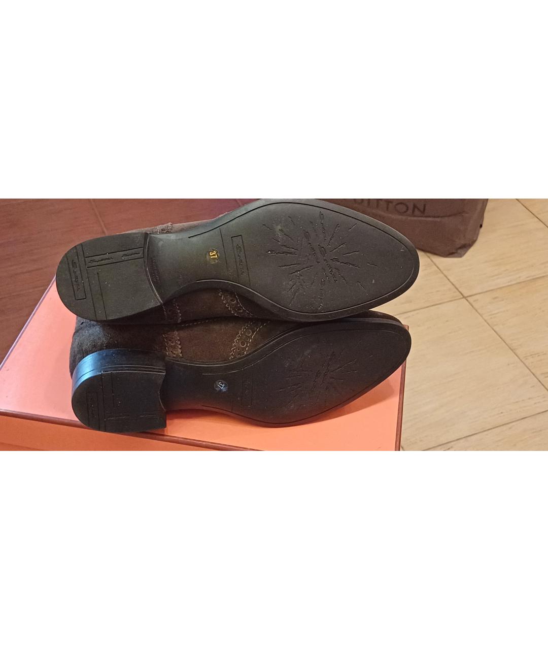 SANTONI Хаки замшевые ботинки, фото 5