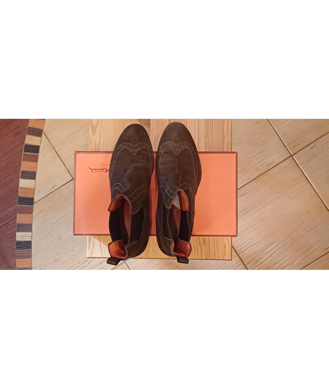 SANTONI Хаки замшевые ботинки, фото 3