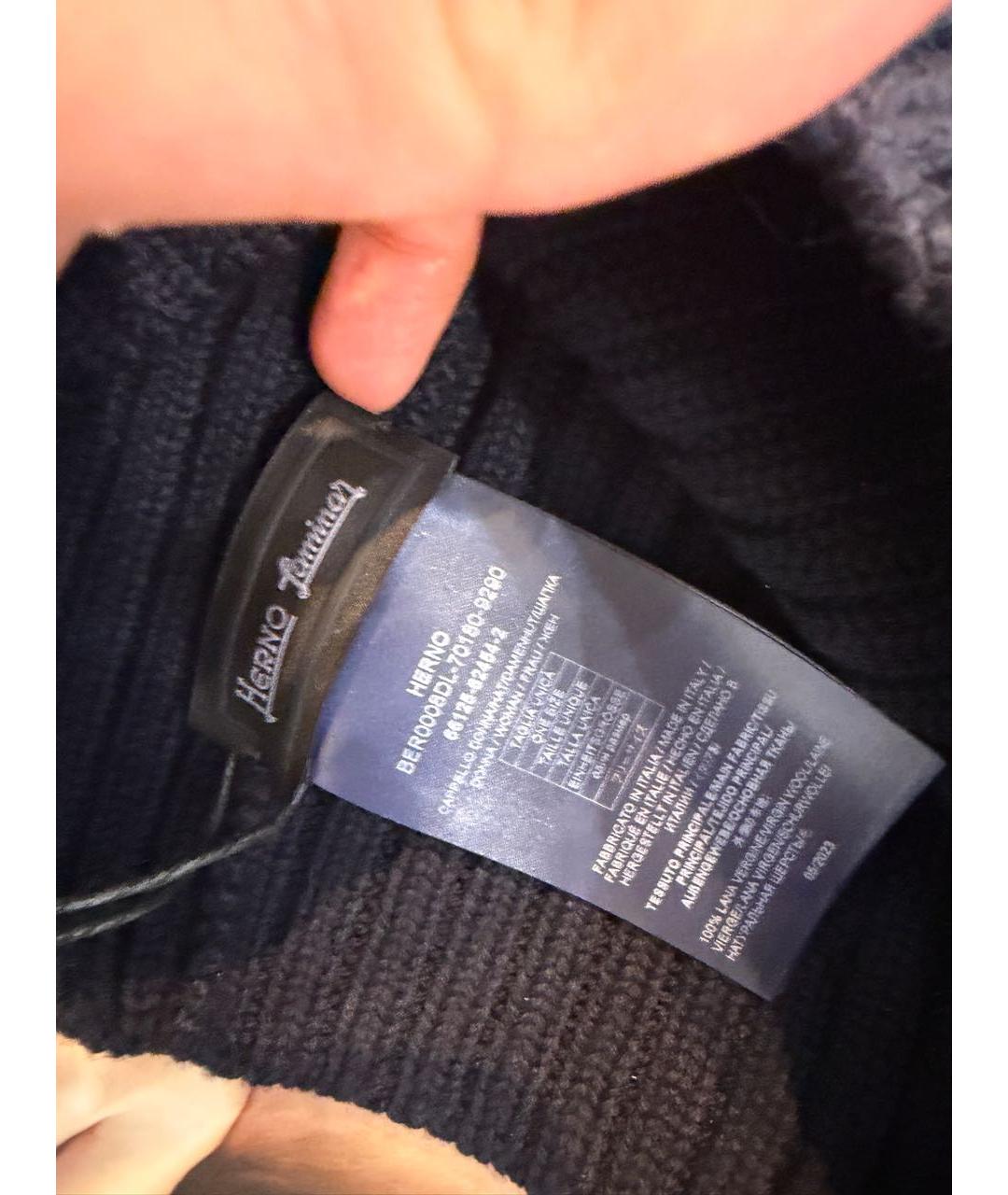 HERNO Темно-синяя шерстяная шапка, фото 5