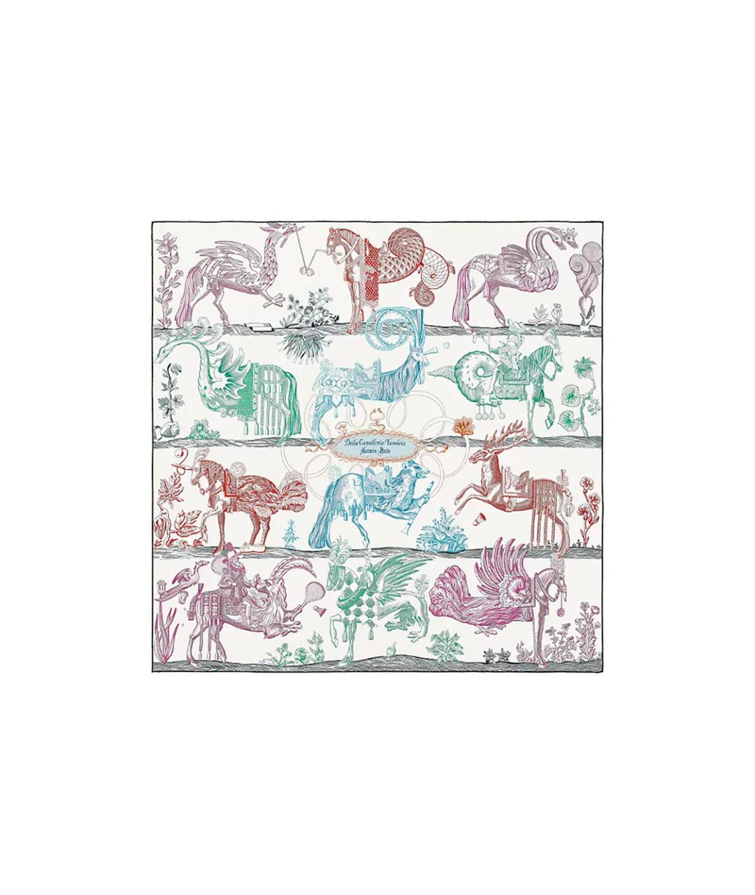 HERMES Мульти шелковый шарф, фото 4