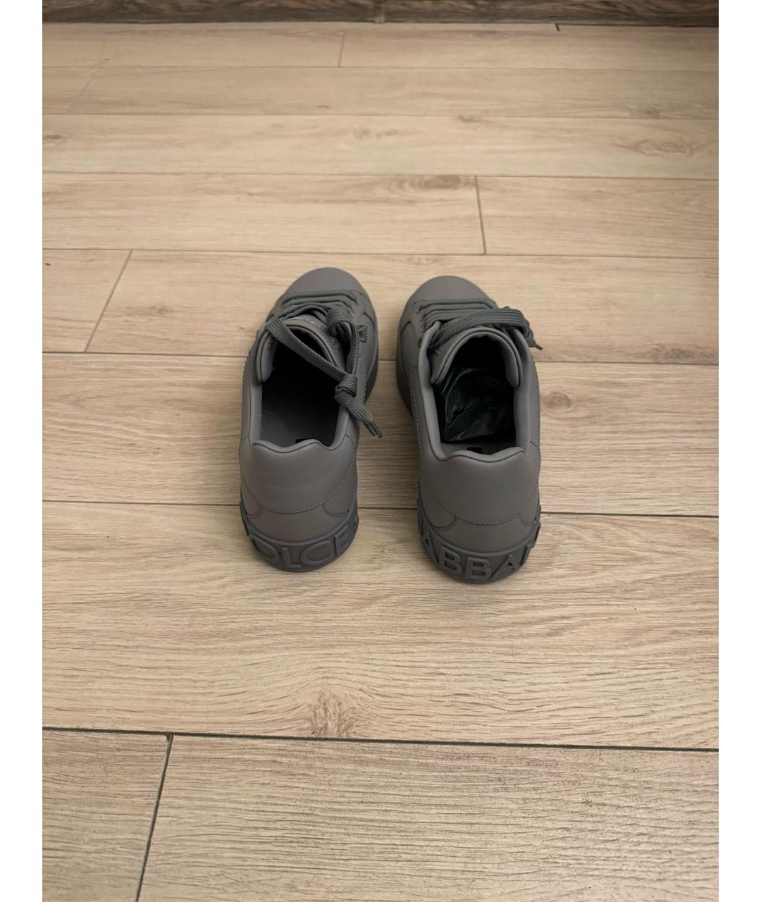 DOLCE&GABBANA Серые кожаные кеды, фото 3