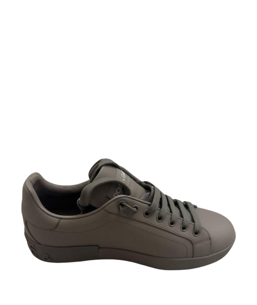 DOLCE&GABBANA Серые кожаные кеды, фото 1