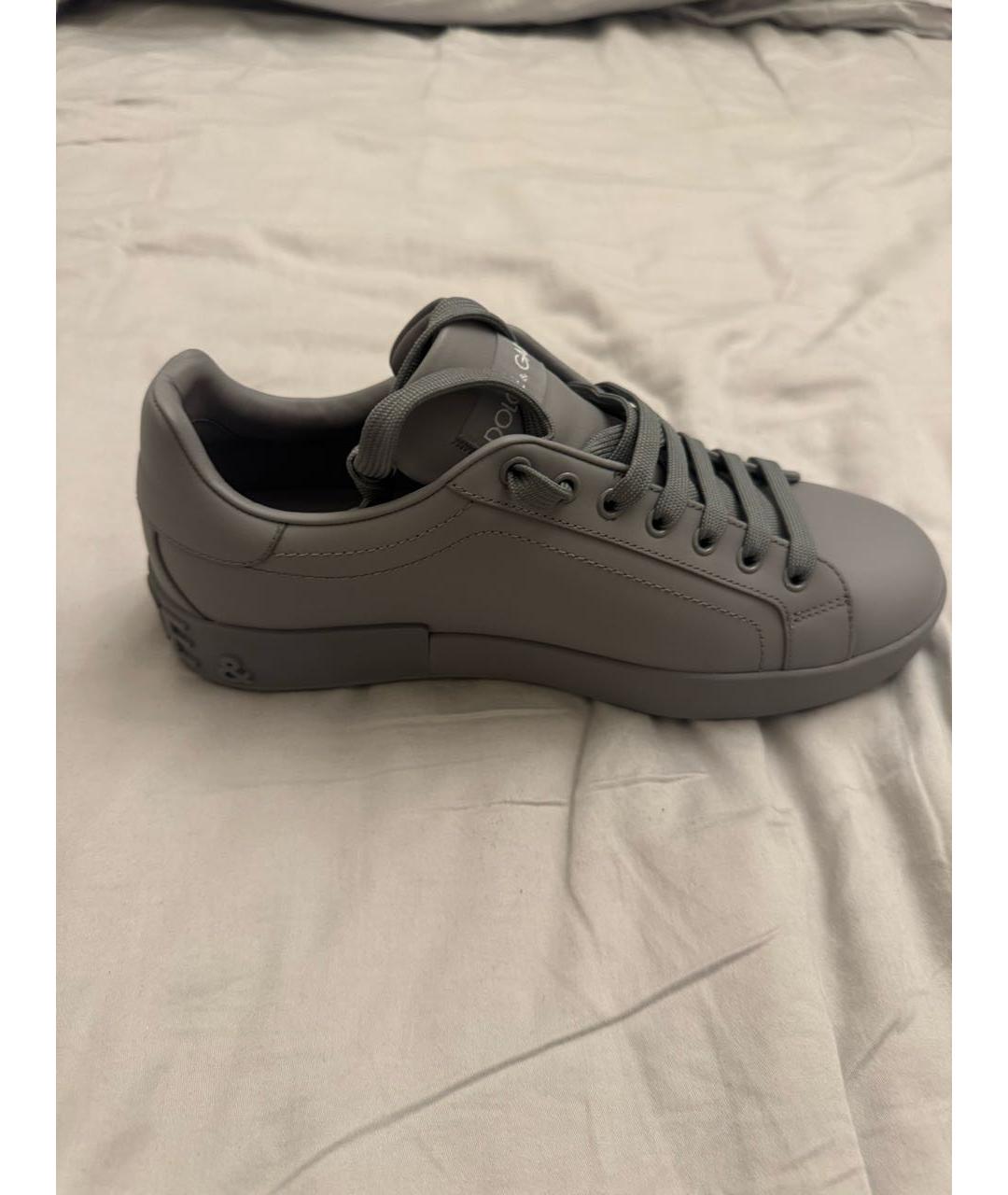 DOLCE&GABBANA Серые кожаные кеды, фото 6