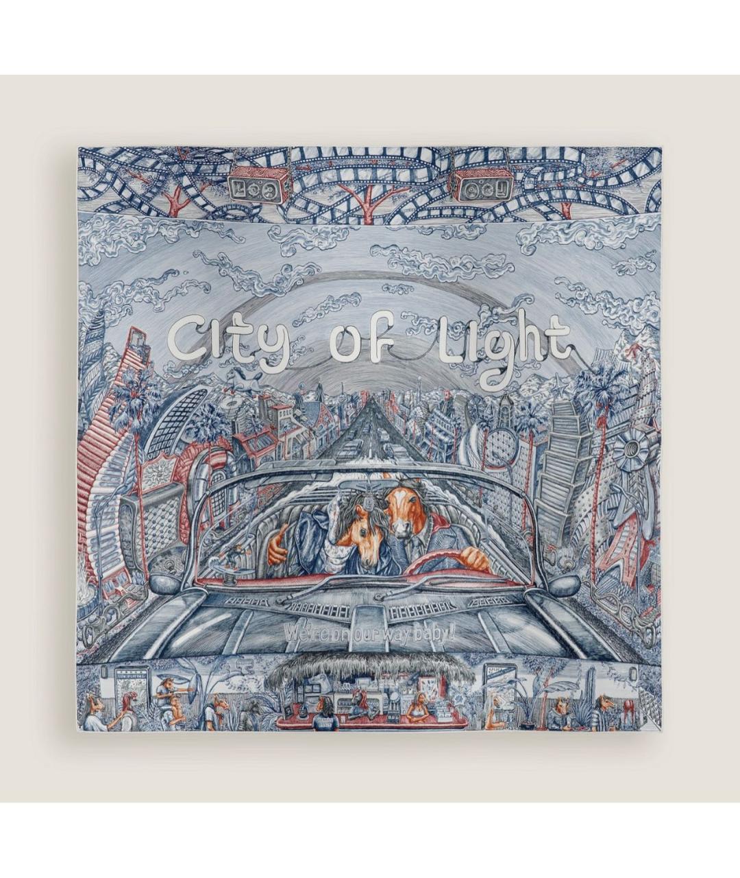 HERMES Темно-синий шелковый платок, фото 6