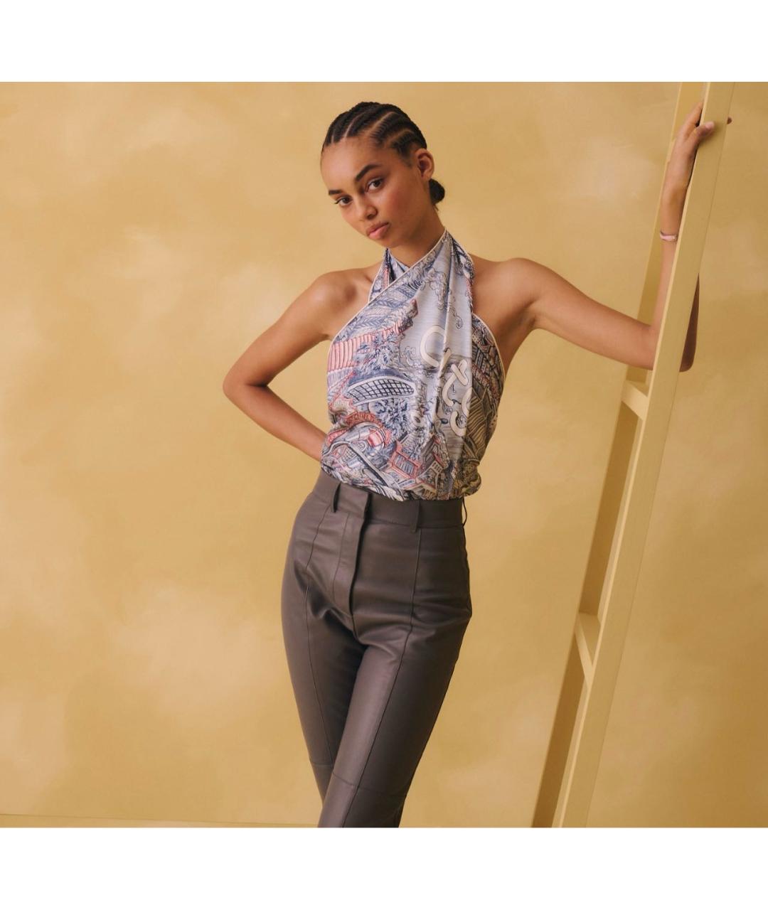 HERMES Темно-синий шелковый платок, фото 3