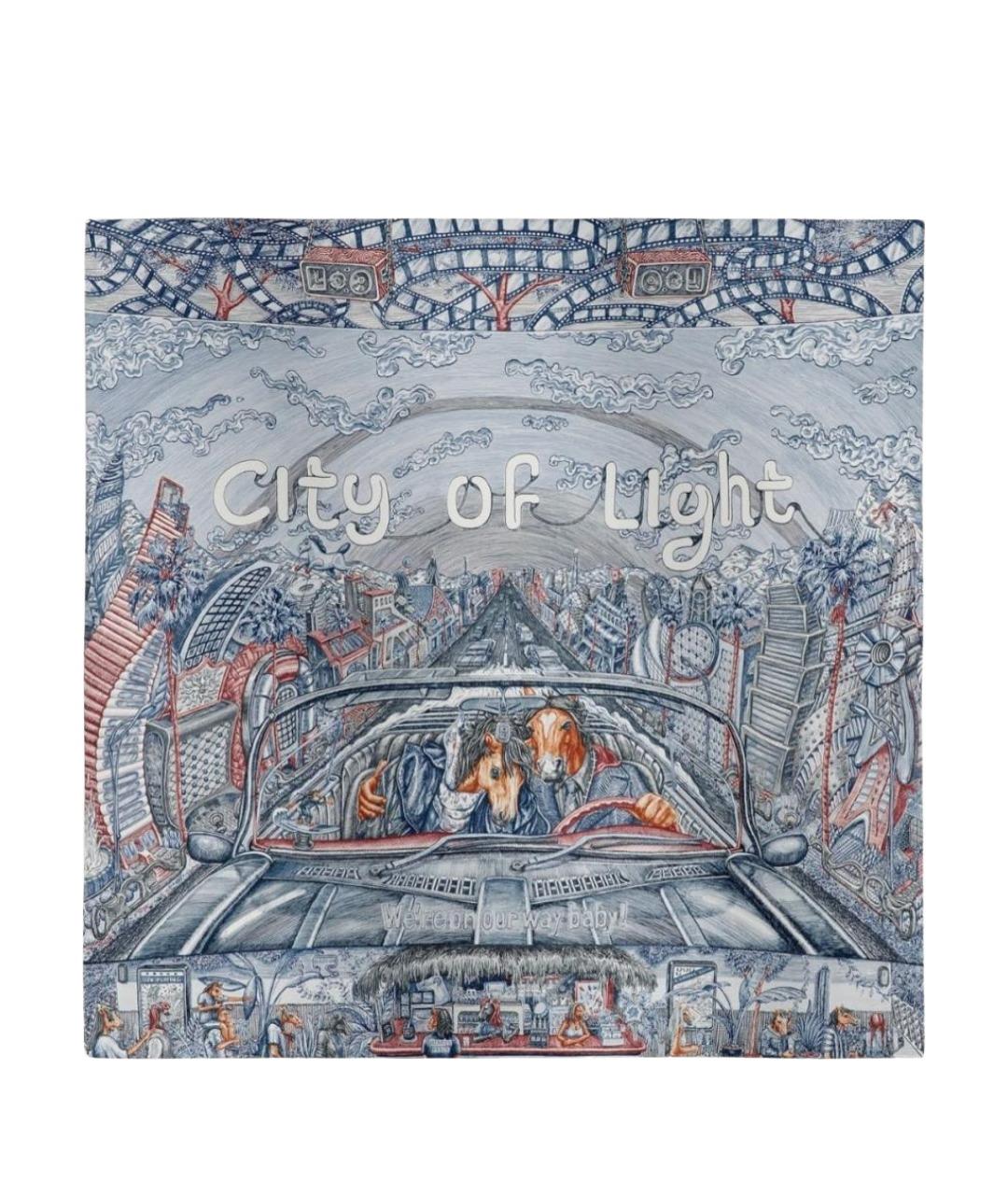 HERMES Темно-синий шелковый платок, фото 1