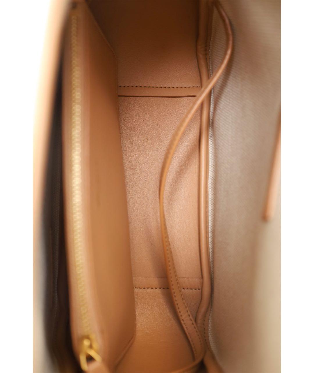 SAINT LAURENT Бежевая кожаная сумка с короткими ручками, фото 3