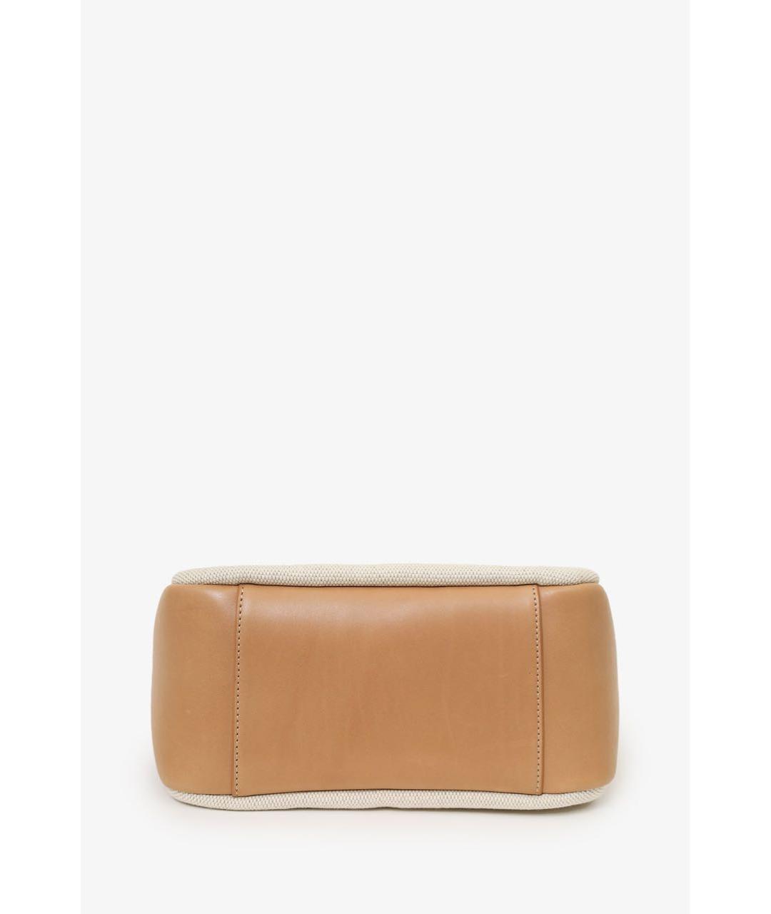 SAINT LAURENT Бежевая кожаная сумка с короткими ручками, фото 4