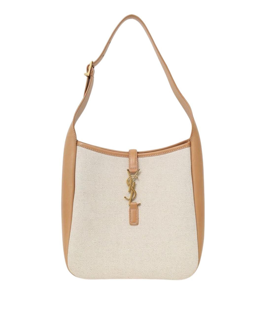 SAINT LAURENT Бежевая кожаная сумка с короткими ручками, фото 1