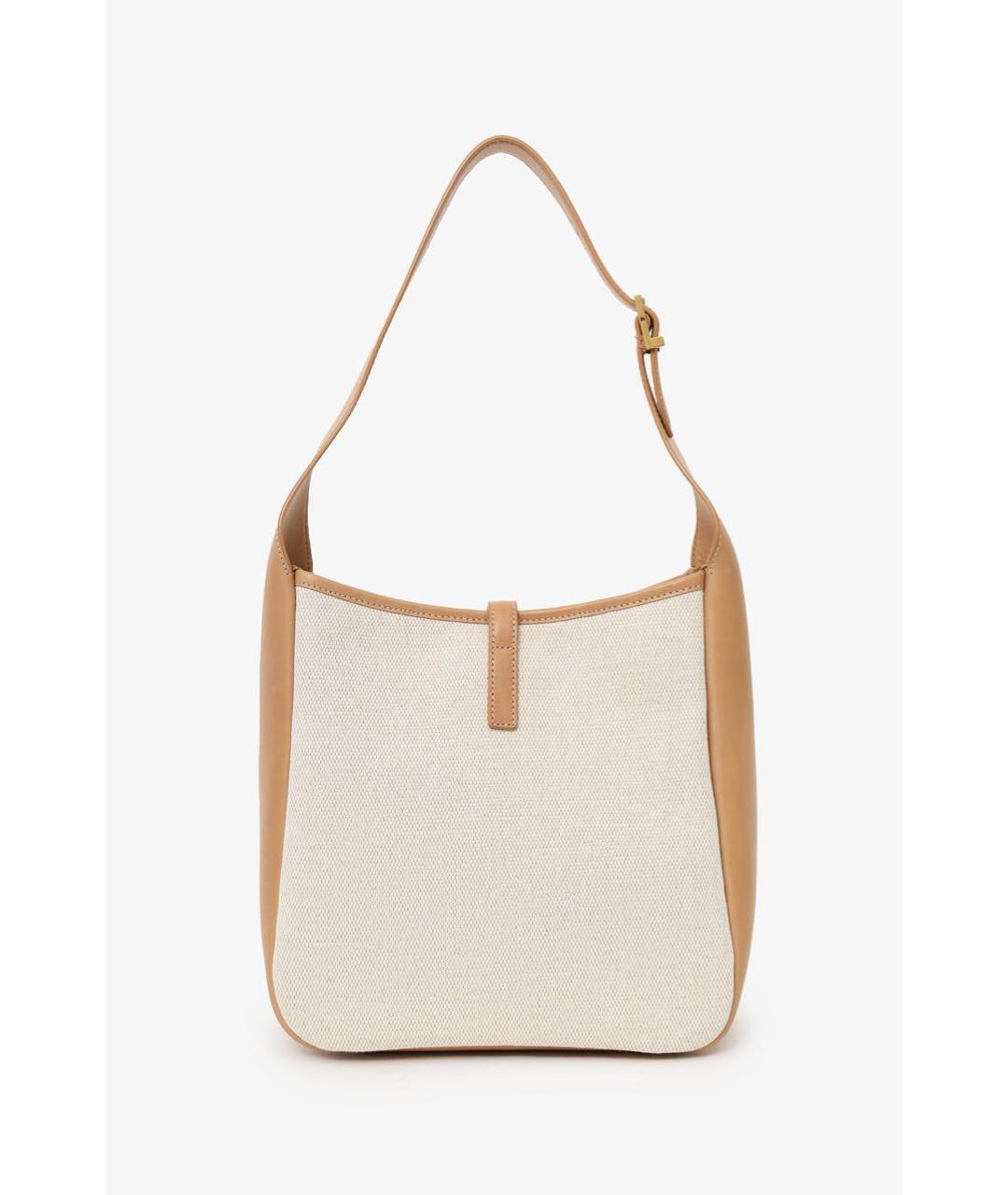 SAINT LAURENT Бежевая кожаная сумка с короткими ручками, фото 2