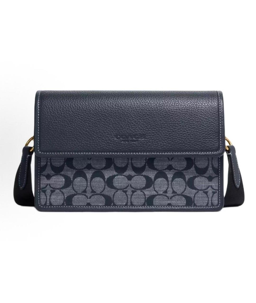 COACH Темно-синяя кожаная сумка через плечо, фото 7