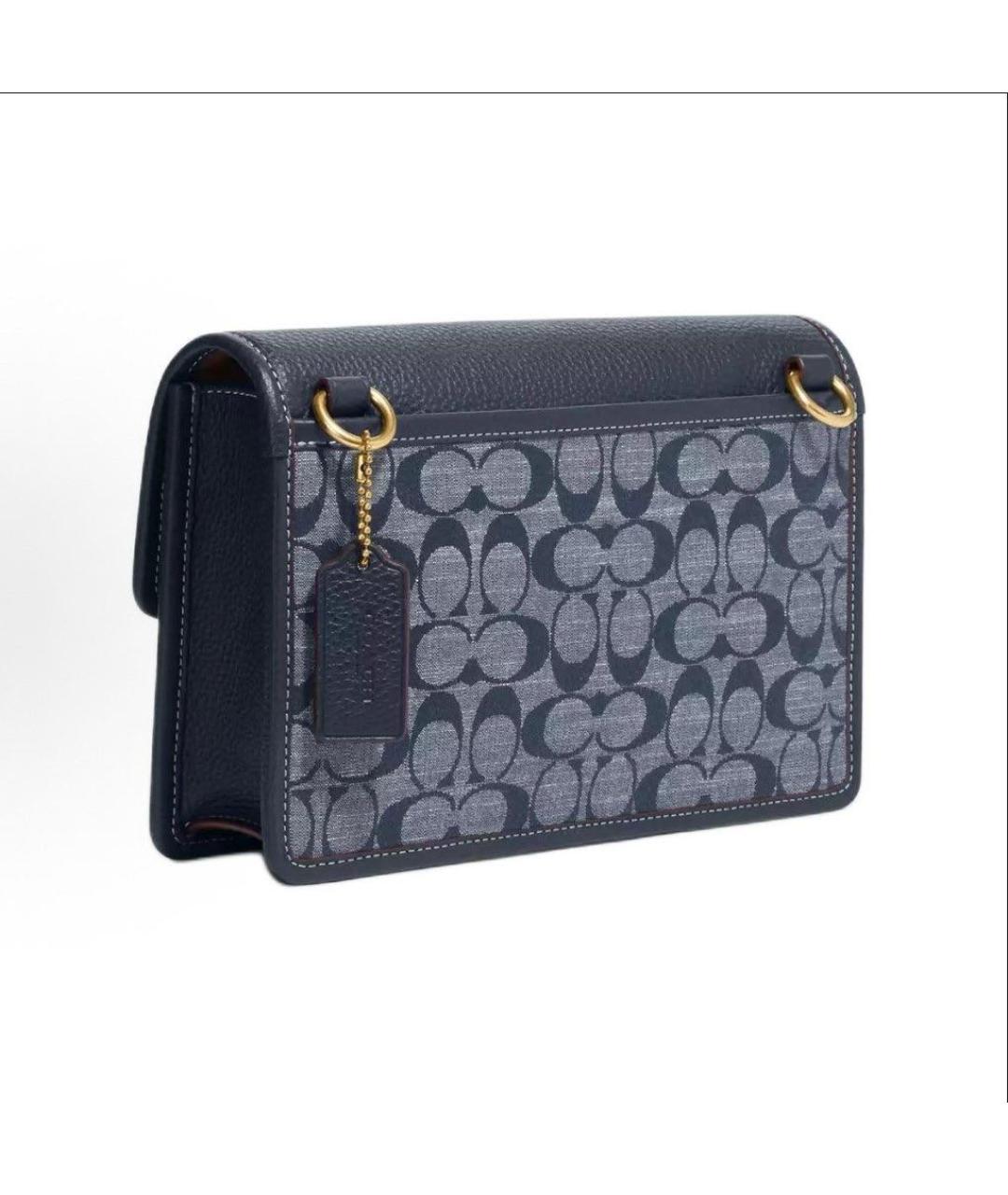 COACH Темно-синяя кожаная сумка через плечо, фото 6