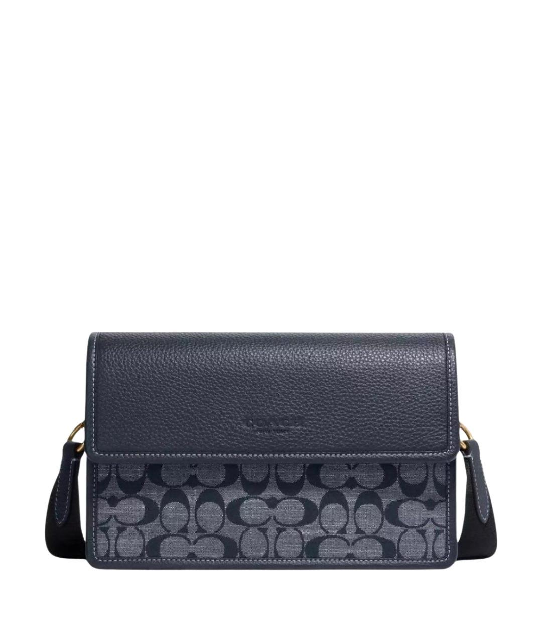 COACH Темно-синяя кожаная сумка через плечо, фото 1