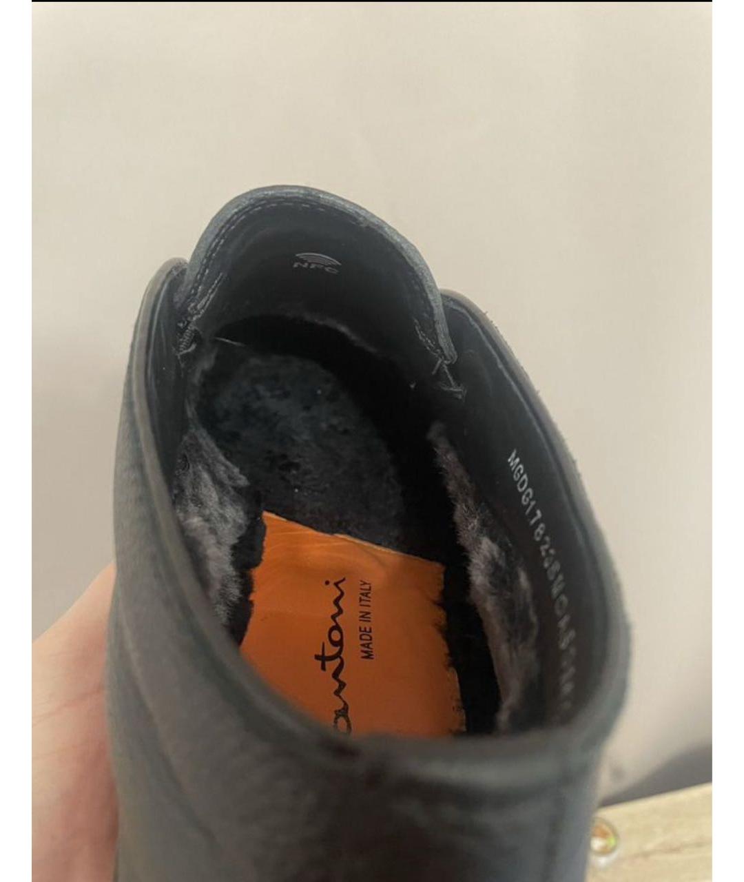 SANTONI Черные кожаные лоферы, фото 4