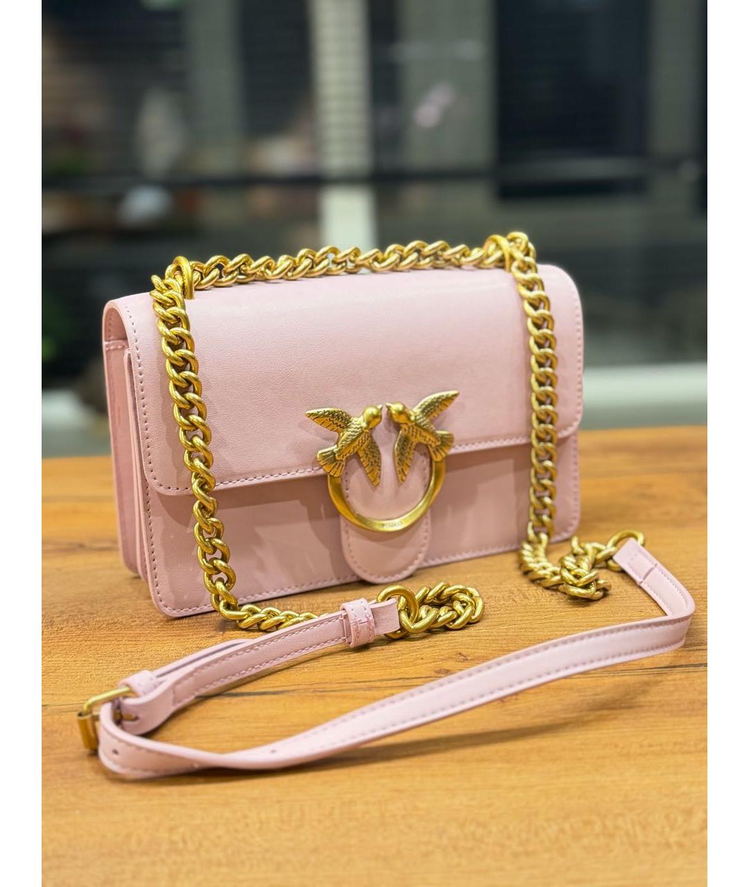 PINKO Розовая кожаная сумка через плечо, фото 5