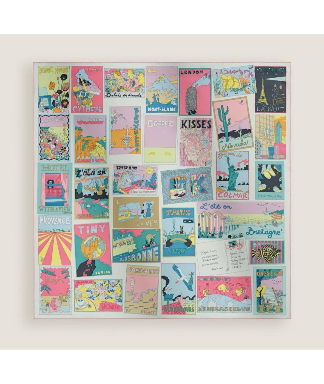 HERMES Мульти шелковый платок, фото 6